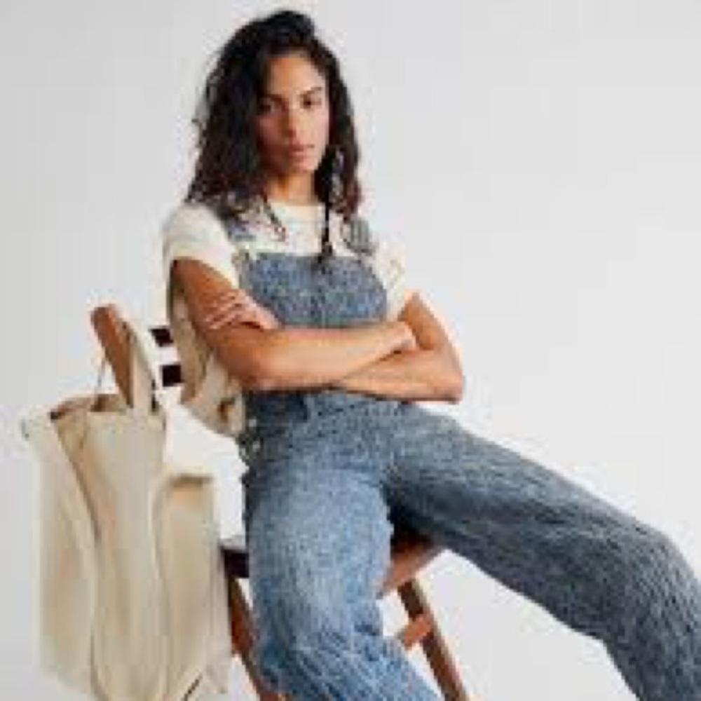 Free People Sacred Geo Ziggy Overalls - Blue - Size M